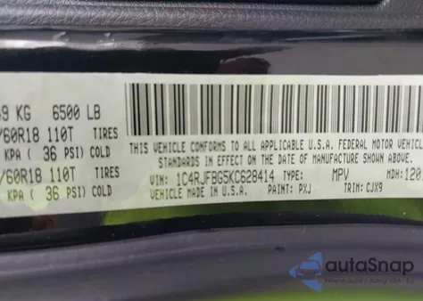 2019 Jeep Grand Cherokee Limited 4X4 z USA, uszkodzony, nr VIN 1C4RJFBG5KC628414